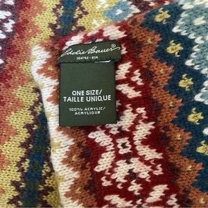Eddie Bauer Double Sides Fair Isle Knit Winter Scarf - Red